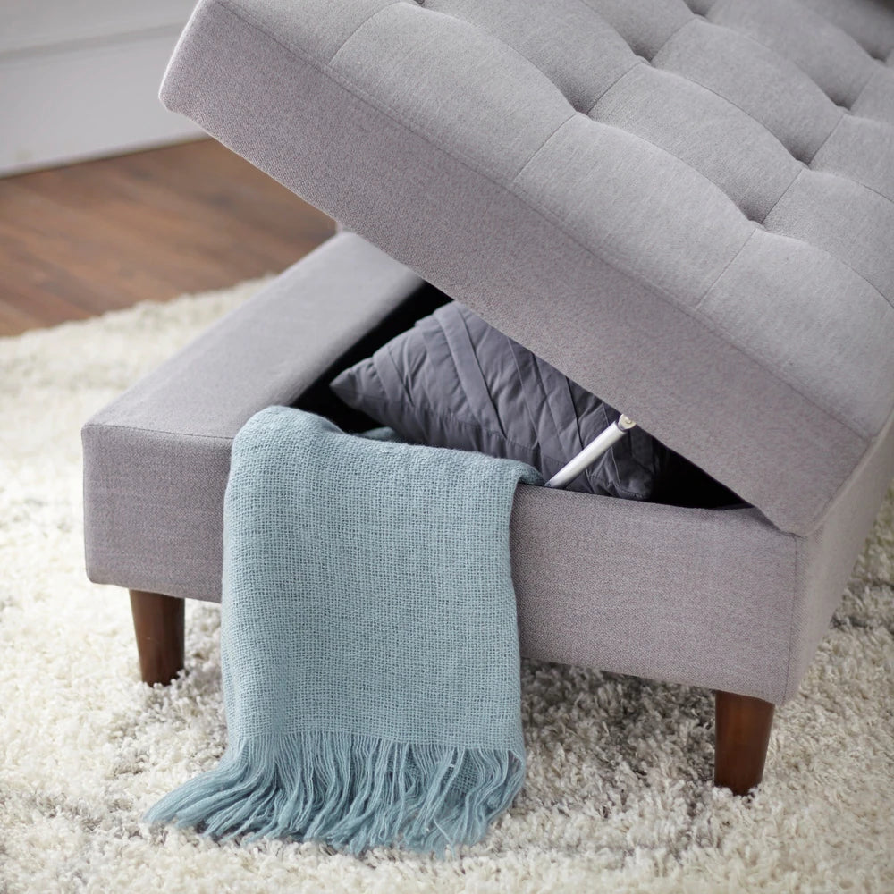 Storage Chalse Sabrina Storage Chaise - Grey – Salvage & Co Indy