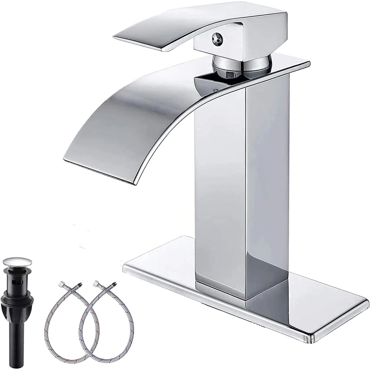 Single-Hole Single-handle Bathroom Faucet with Drain Assembly Chrome