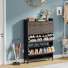 Slim Shoe Cabinet, Freestanding 24 Pair Shoe Rack Organizer - Black & Grey