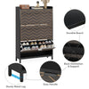 Slim Shoe Cabinet, Freestanding 24 Pair Shoe Rack Organizer - Black & Grey