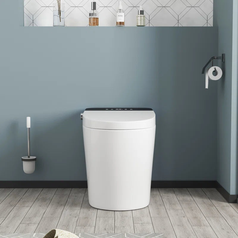 Smart Bidet Toilet Tankless With Auto Open & Close, Heated Seat, Warm Wash, Dryer, Advanced Remote Control