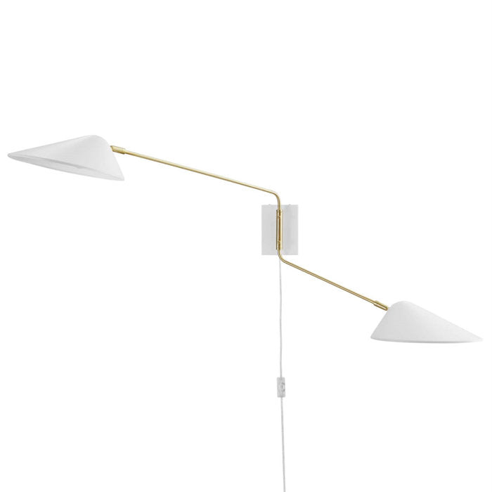 White Solid Brass Swing Arm Sconce