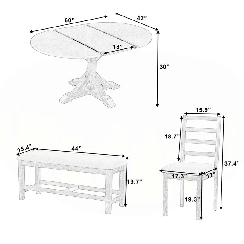 Sophisticated Dining with Solid Wood Construction TABLE TOP AND LEAF ONLY
