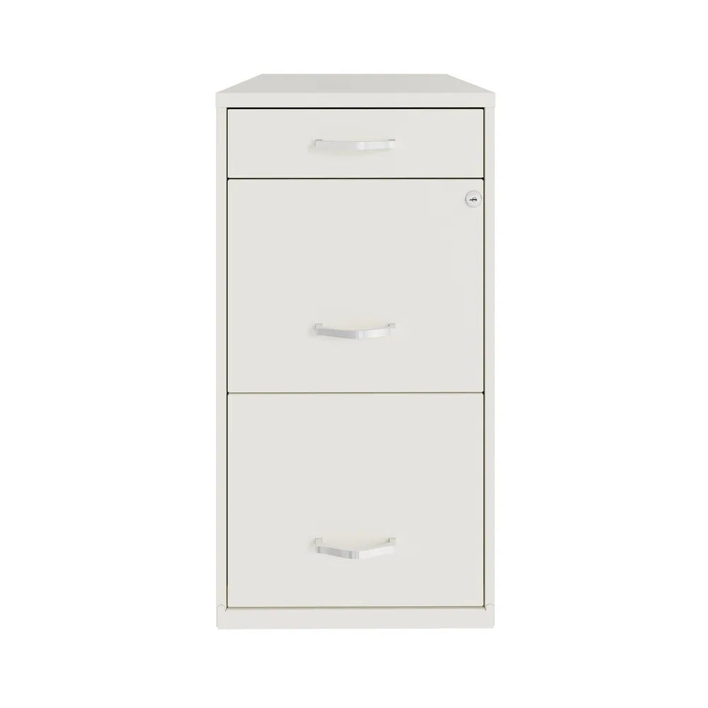 Deep 3 Drawer Metal File Cabinet, Pearl White