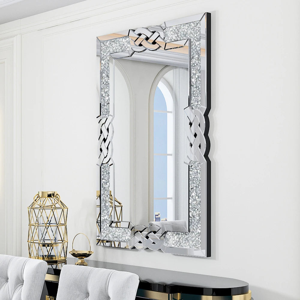 Sparkling Crystal Crush Diamond Accent Mirror Wall Mounted