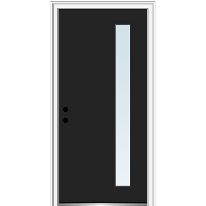 Black Spotlight Single Steel Prehung Front Entry Door