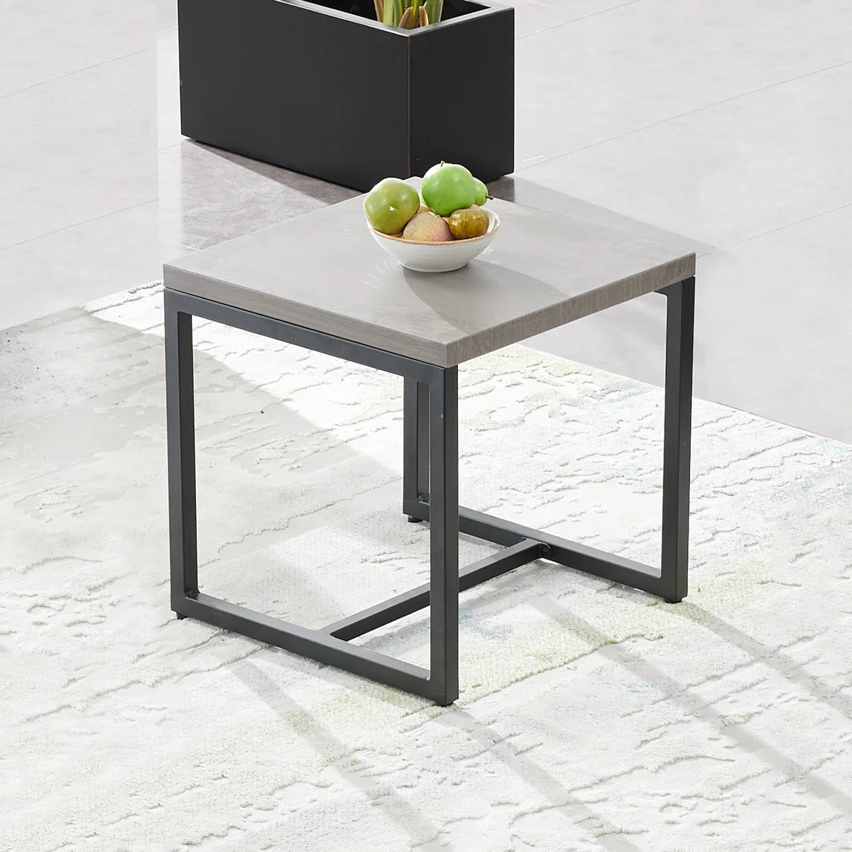 Square Steel Outdoor Side Table - Gray SHOWROOM ITEM