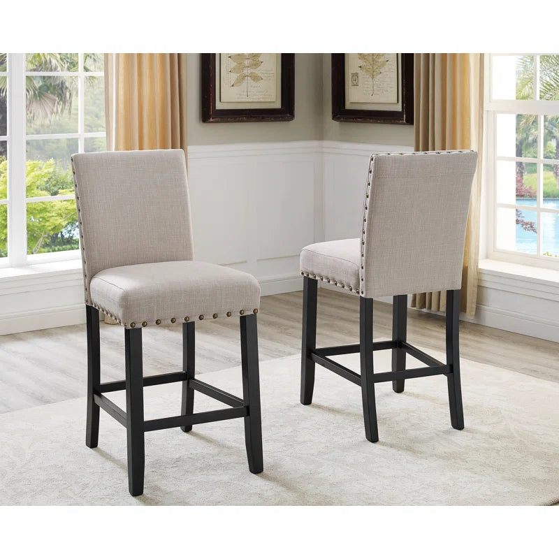 Stanoy Upholstered Counter Stool with Solid Wood Frame - Set of 2