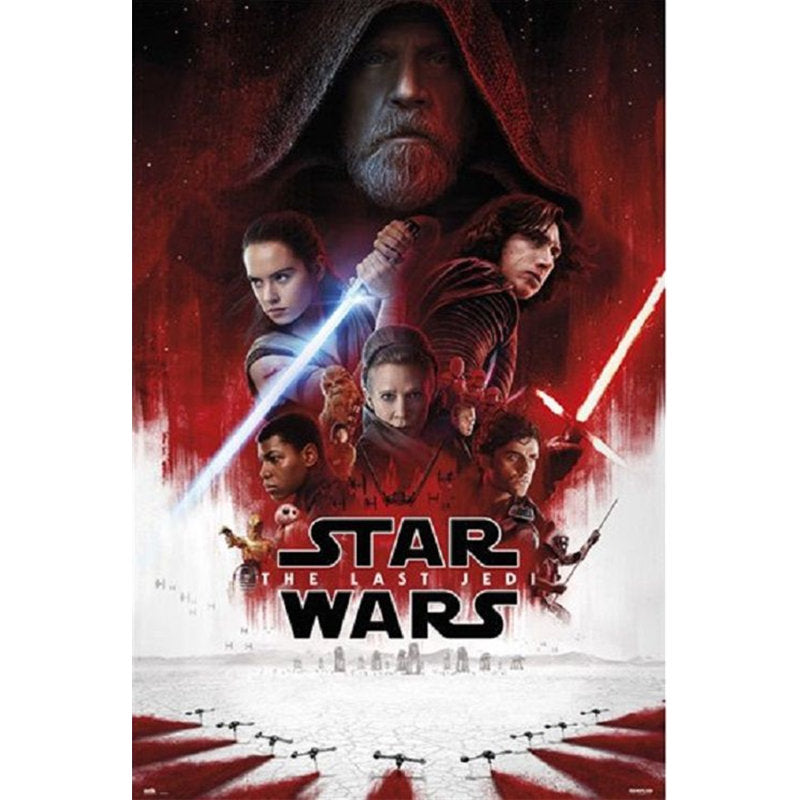 Star Wars Group Cast The Last Jedi Episode 8 Movie Framed On Paper Print, final cut
