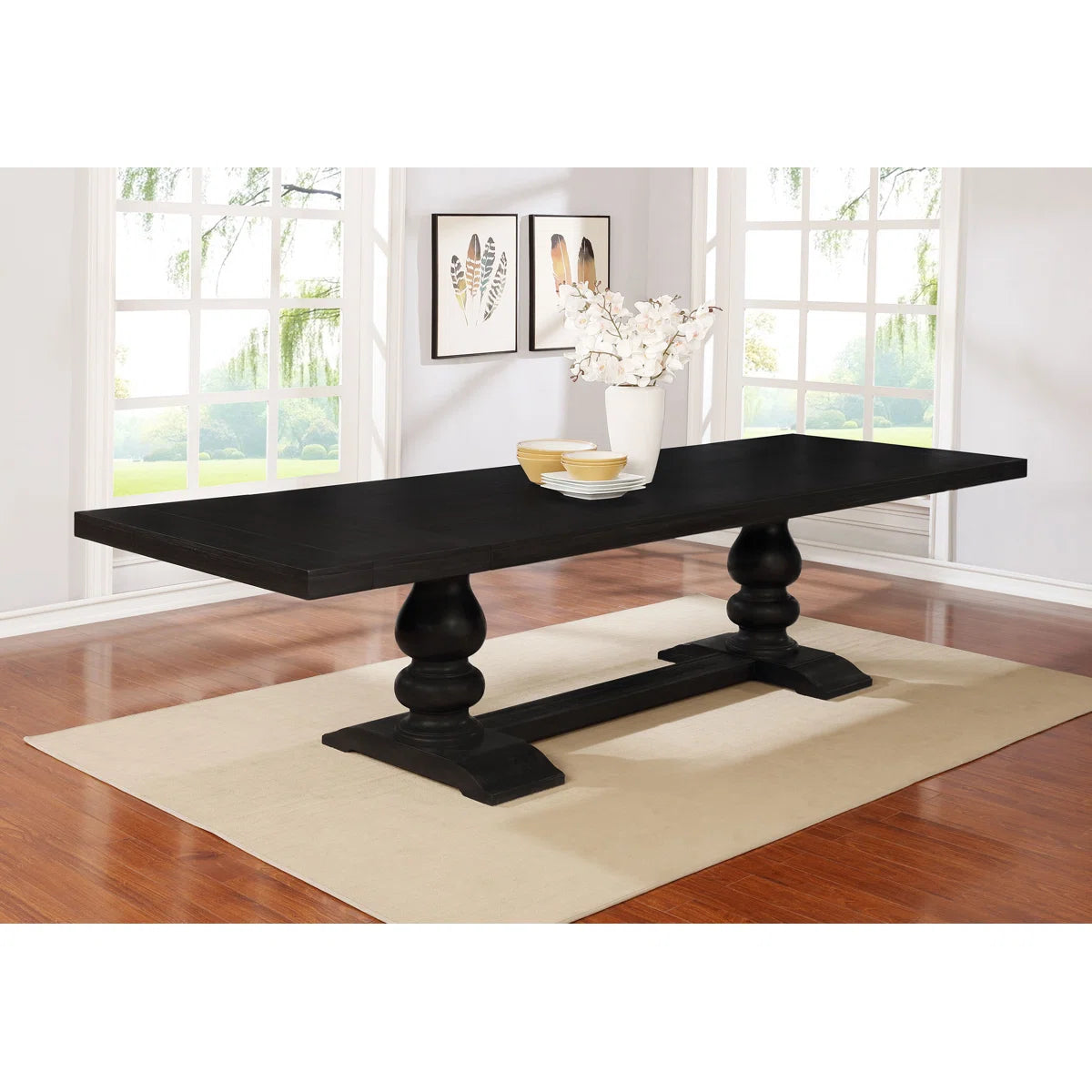 Stjohn Extendable Acacia Solid Wood Base Dining TABLE PEDESTAL ONLY ...