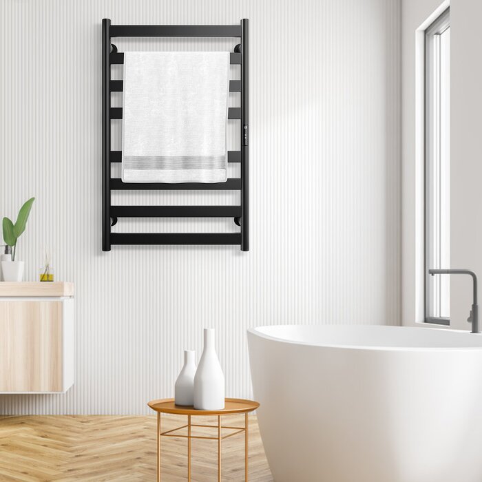Black Straight Towel Rail Electric Towel Warmer