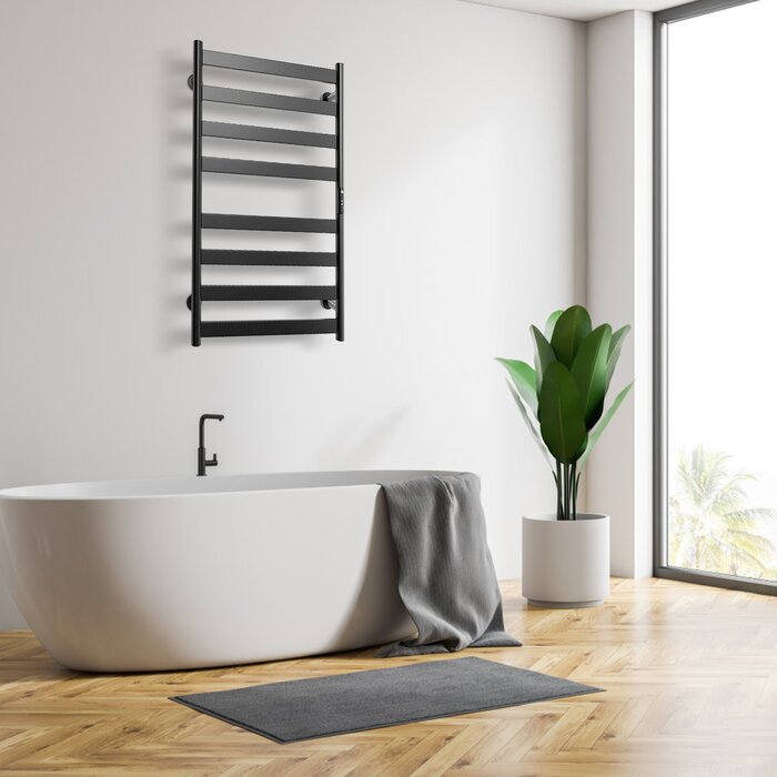 Black Straight Towel Rail Electric Towel Warmer