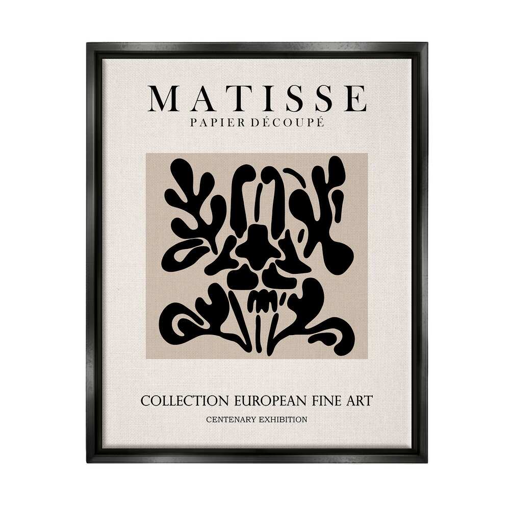 Abstract Contemporary Black Floral Design Matisse Typography Floater Frame - Black