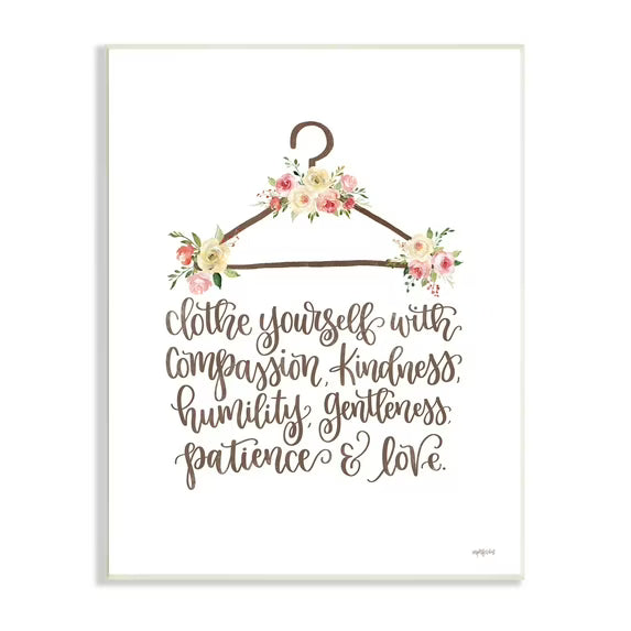 Clothe Yourself Motivational Fashion Quote Floral Calligraphy Graphic Art Unframed