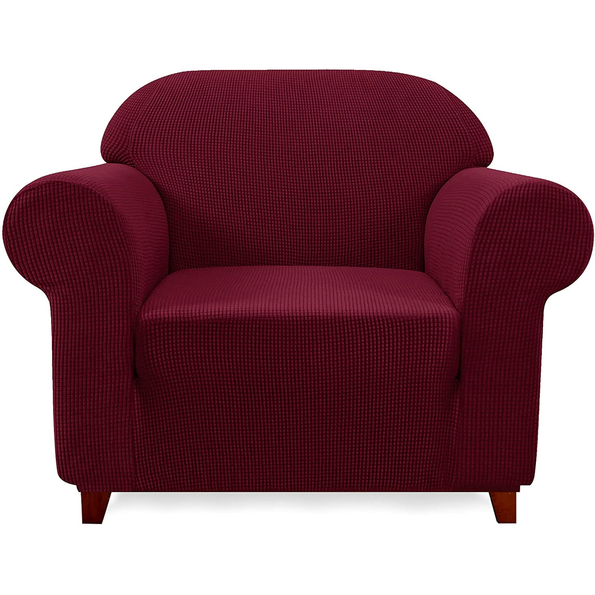 1-Piece Stretch Sofa Slipcover Non Slip Couch Cover (Armchair, Wine)
