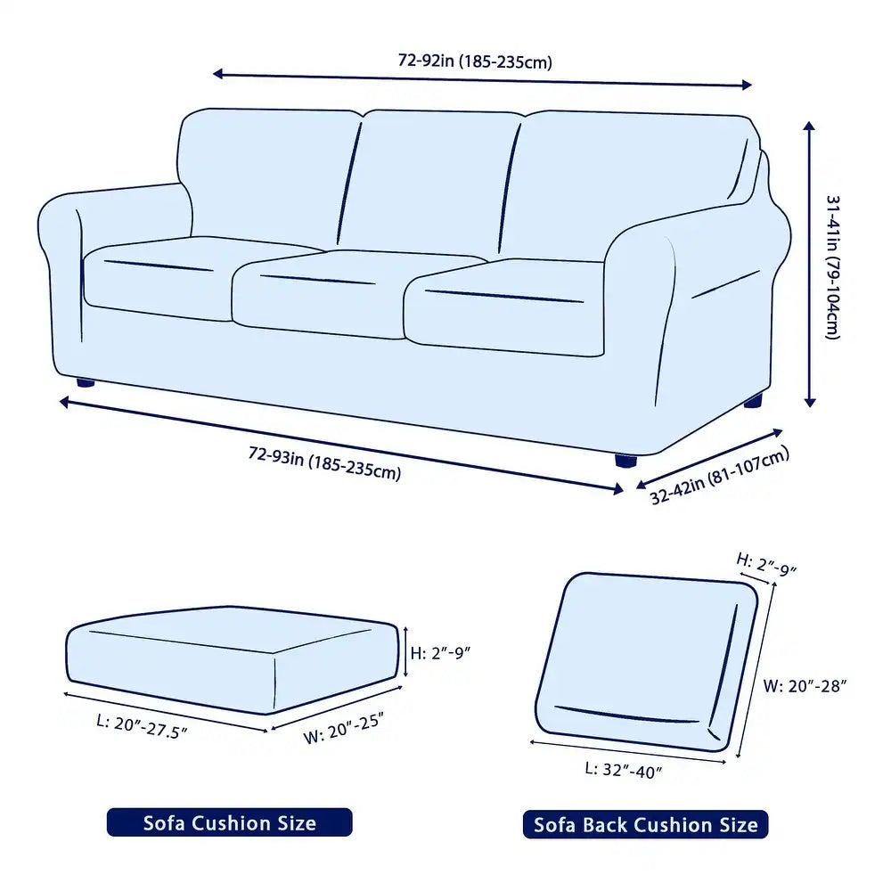 7-Piece Stretch Sofa Slipcover Sets with 3 Backrest Cushion Covers and 3 Seat Cushion Covers - Khaki