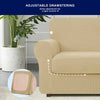 7-Piece Stretch Sofa Slipcover Sets with 3 Backrest Cushion Covers and 3 Seat Cushion Covers - Khaki