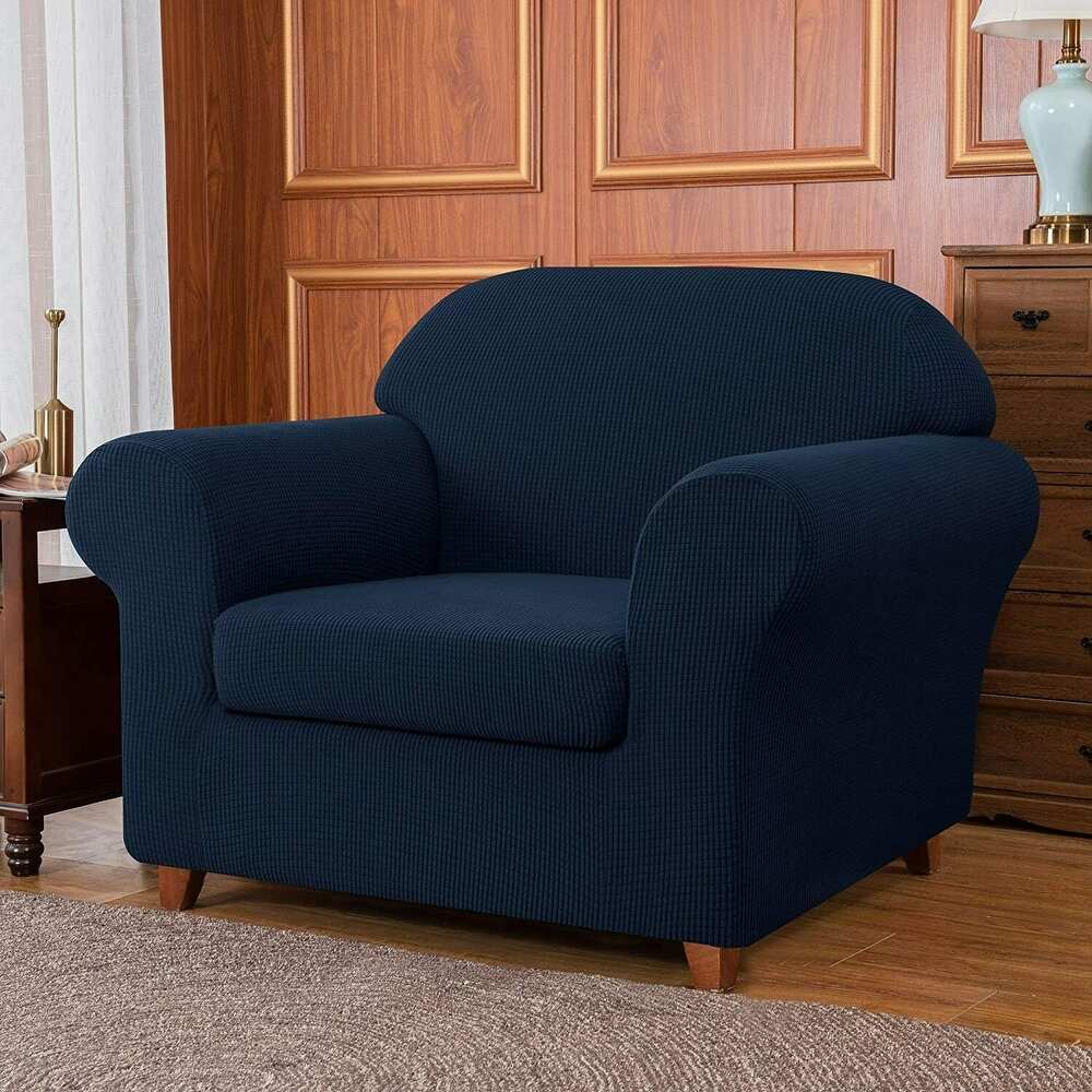 2 Piece Armchair Slipcover Stretch Spandex Furniture Protector - Navy
