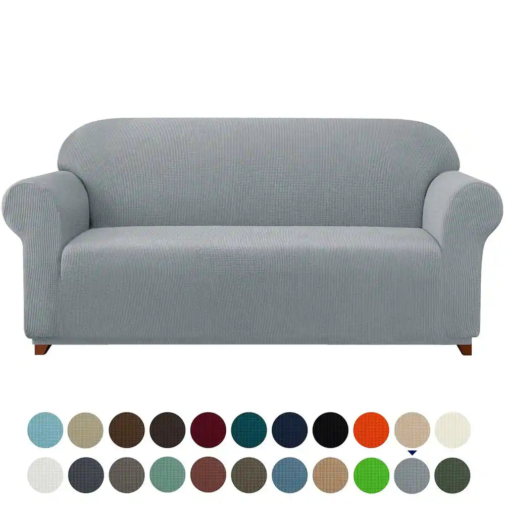 1 Piece Sofa Slipcover Stretch Spandex Furniture Protector - Light Gray