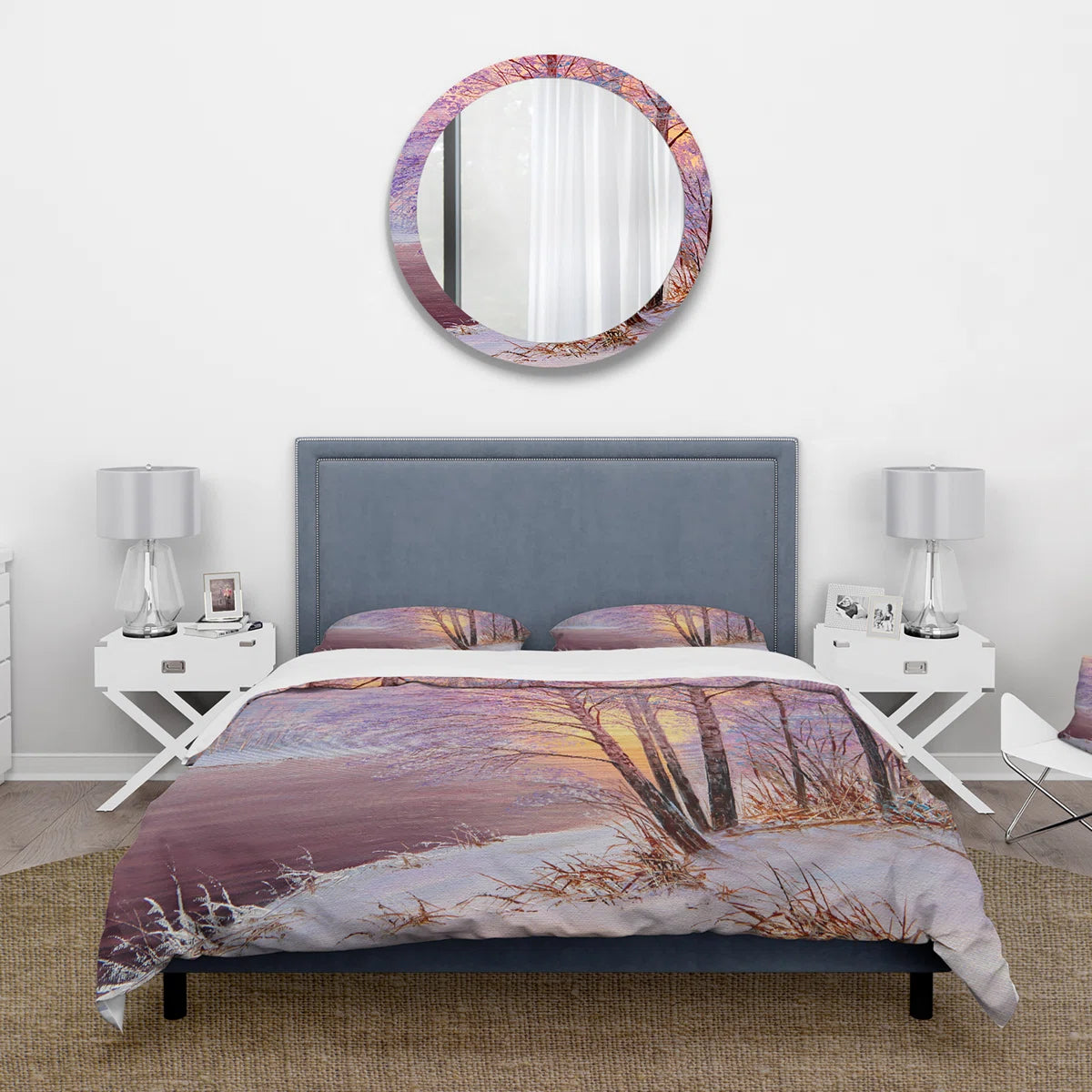 Sunshine Through Snowy Winter landscape III - Cabin & Lodge Duvet Cover Set - King