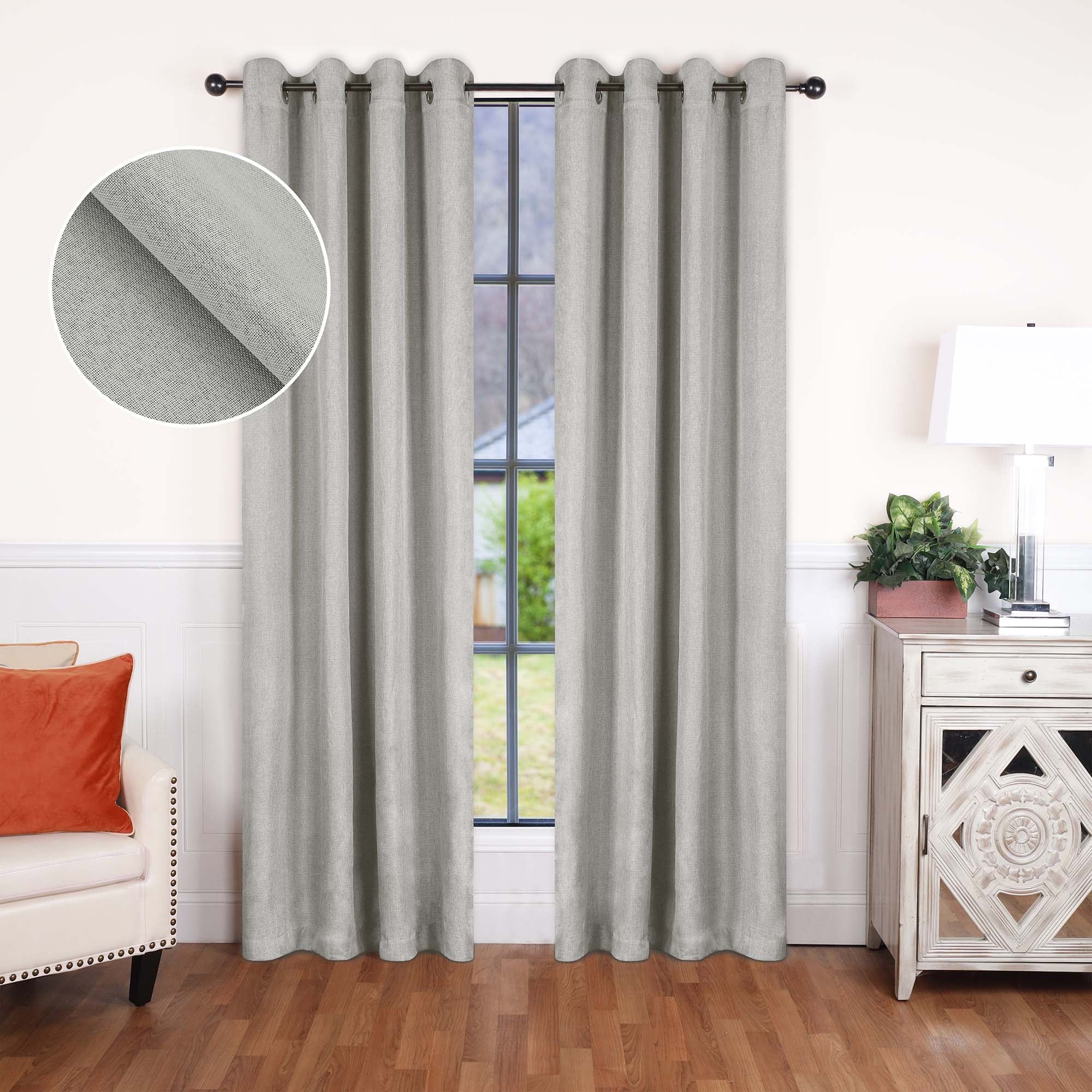 Linen Blackout Curtains, Grommet Header Marshmellow, Set of 2