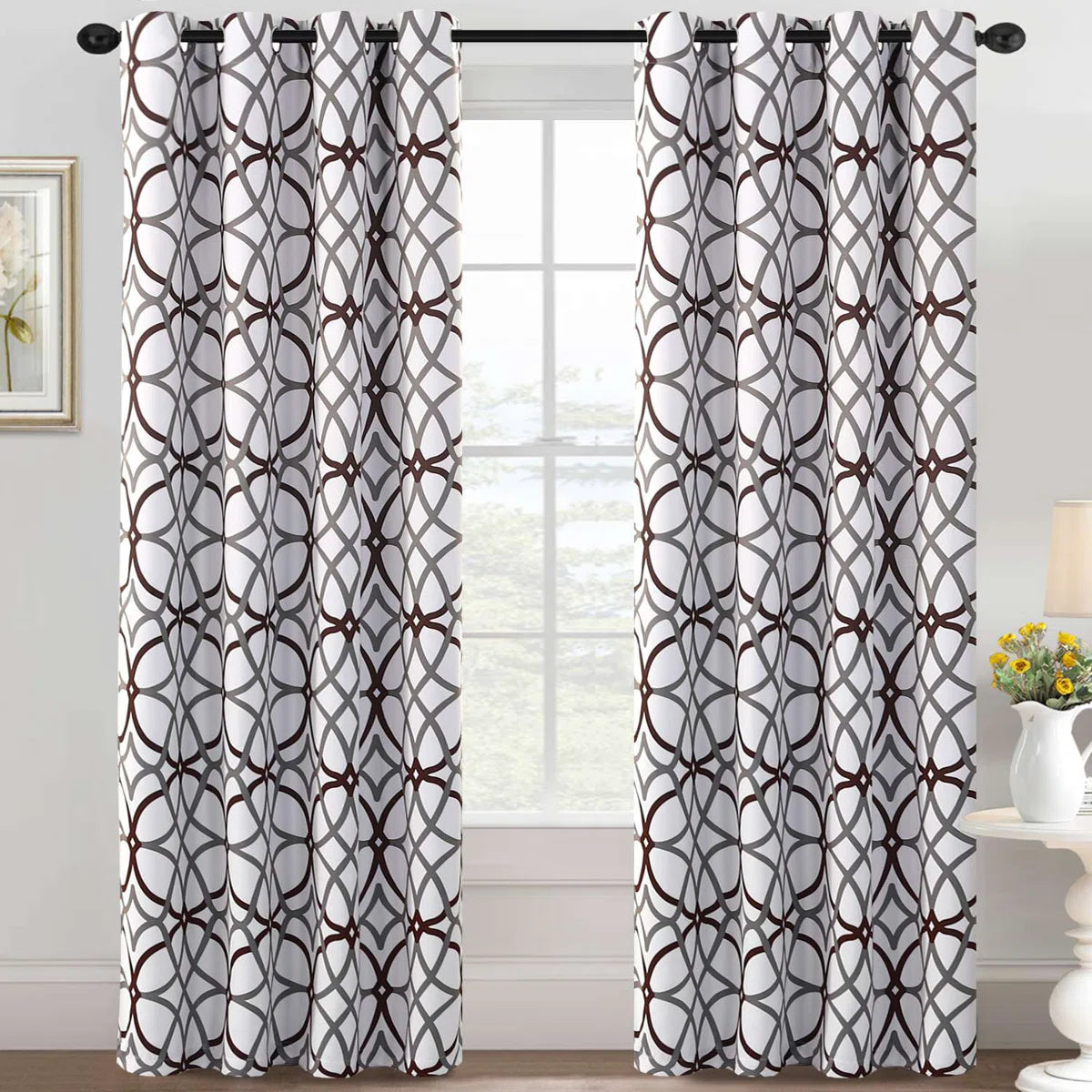 Suwannee Geometric Curtains Modern Grommet Drapes