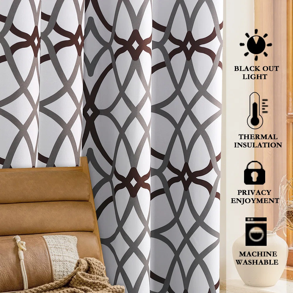 Suwannee Geometric Curtains Modern Grommet Drapes