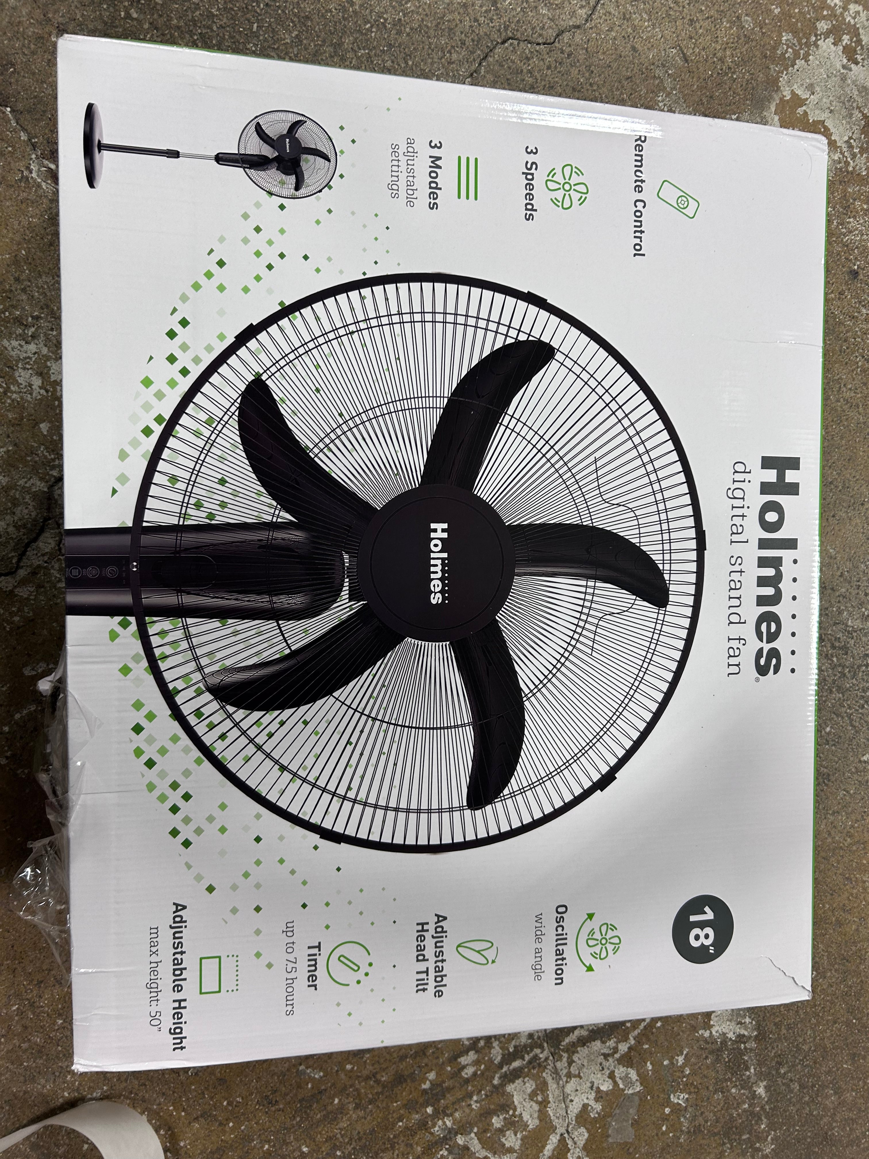 Digital Oscillating 3 Speed Stand Fan with Remote Control Black ...