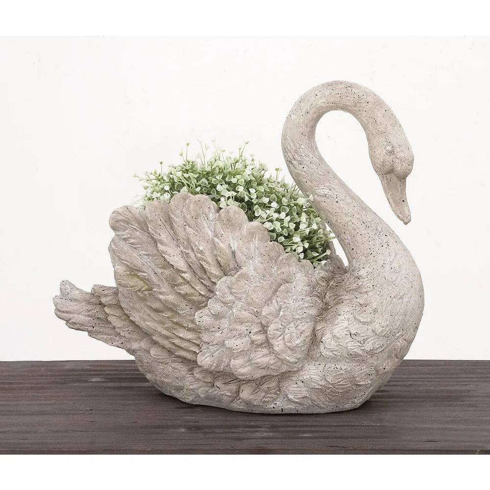 Swan Indoor Outdoor Planter Garden Decor Sculpture