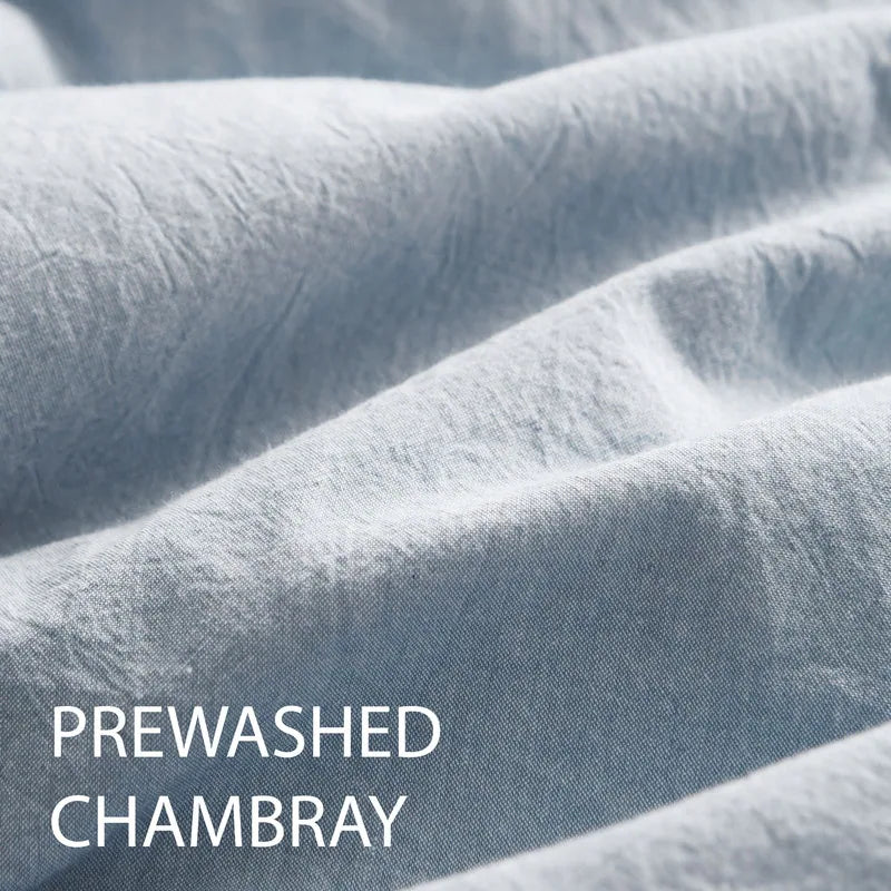 Premium Cotton Prewashed Chambray Duvet Cover Set - Chambray Blue - King/California King