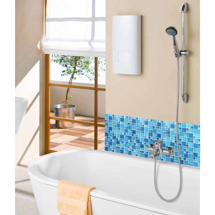Beachside Blue Swimming Pool Series Glass Mosaic Tile, Set of 5