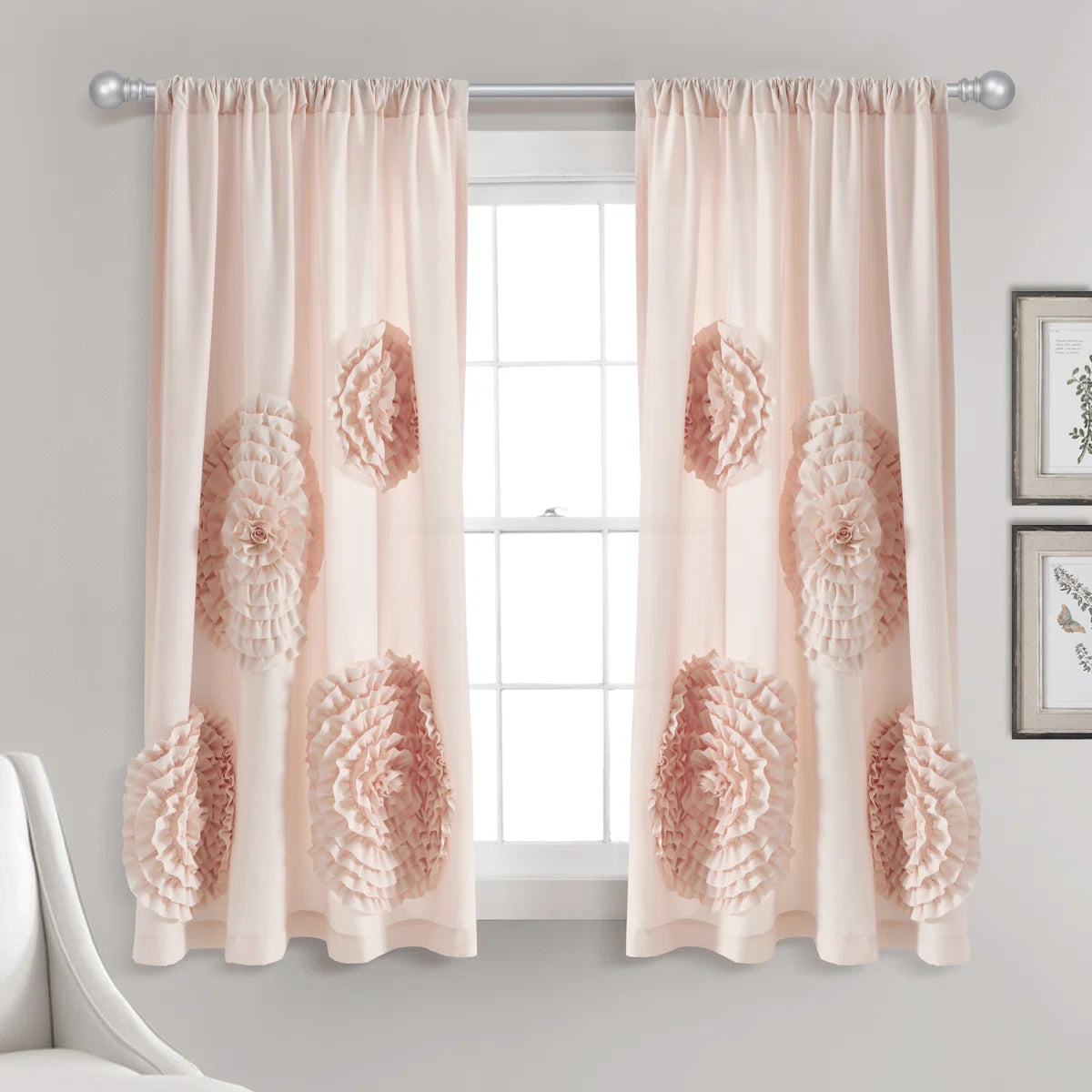 Synthetic Semi Sheer Single Curtain Panel Set of 2
