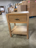 Grooved Wood Square Accent Side Table with Drawer - Natural