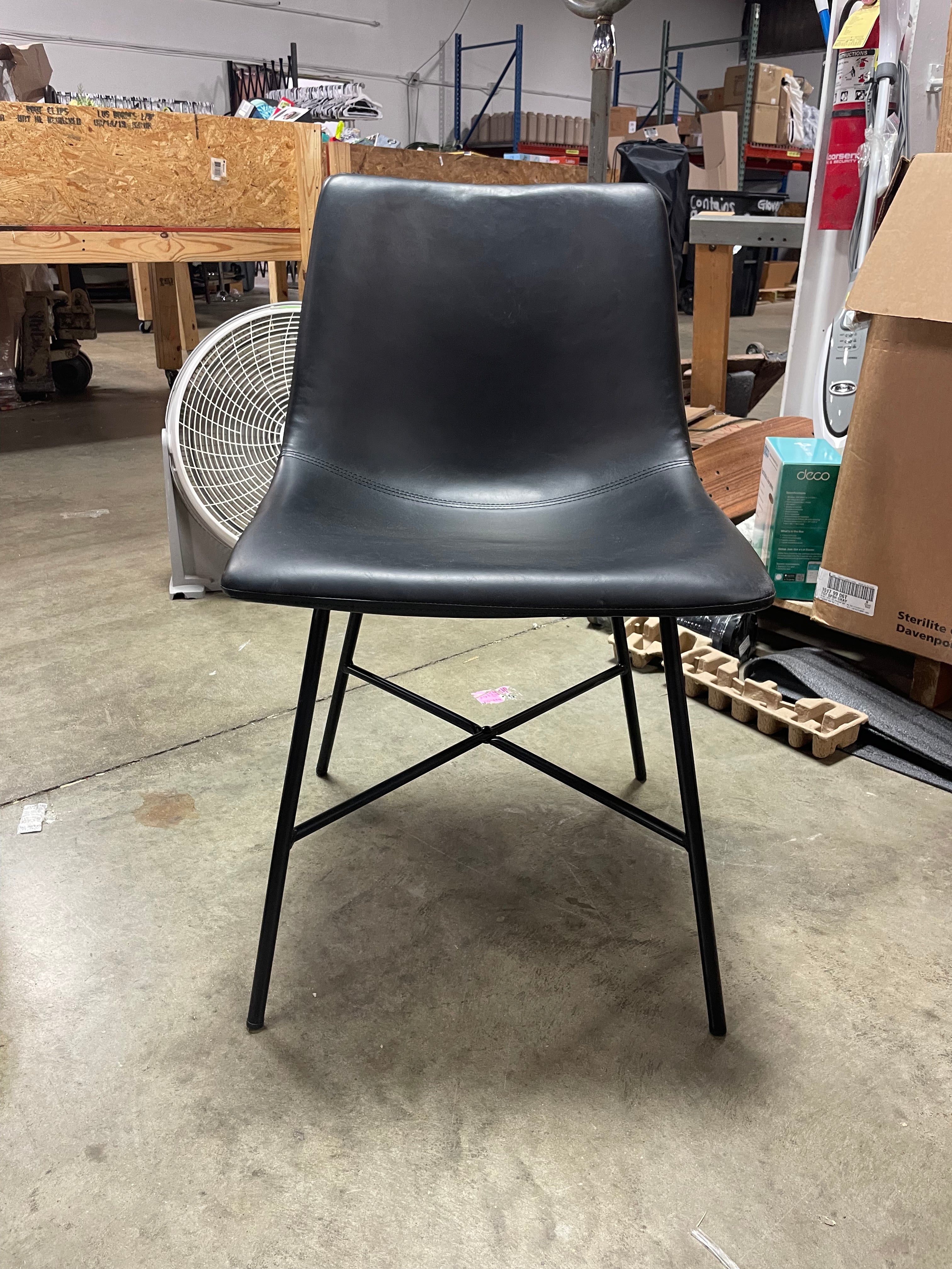 Upholstered with Metal X Base Dining Chair