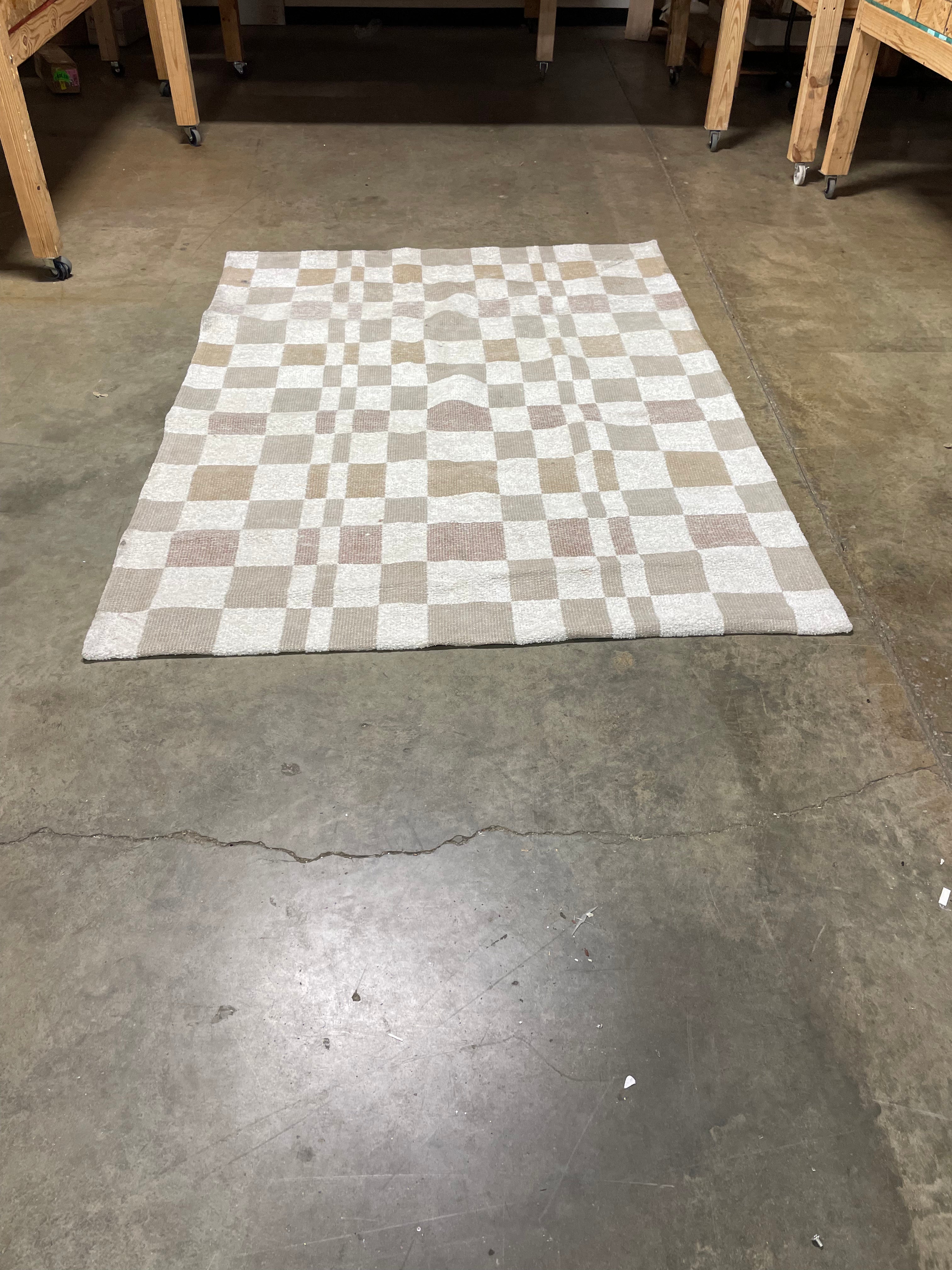 Checkered Woven Flatweave Area Rug White, 5 x 7