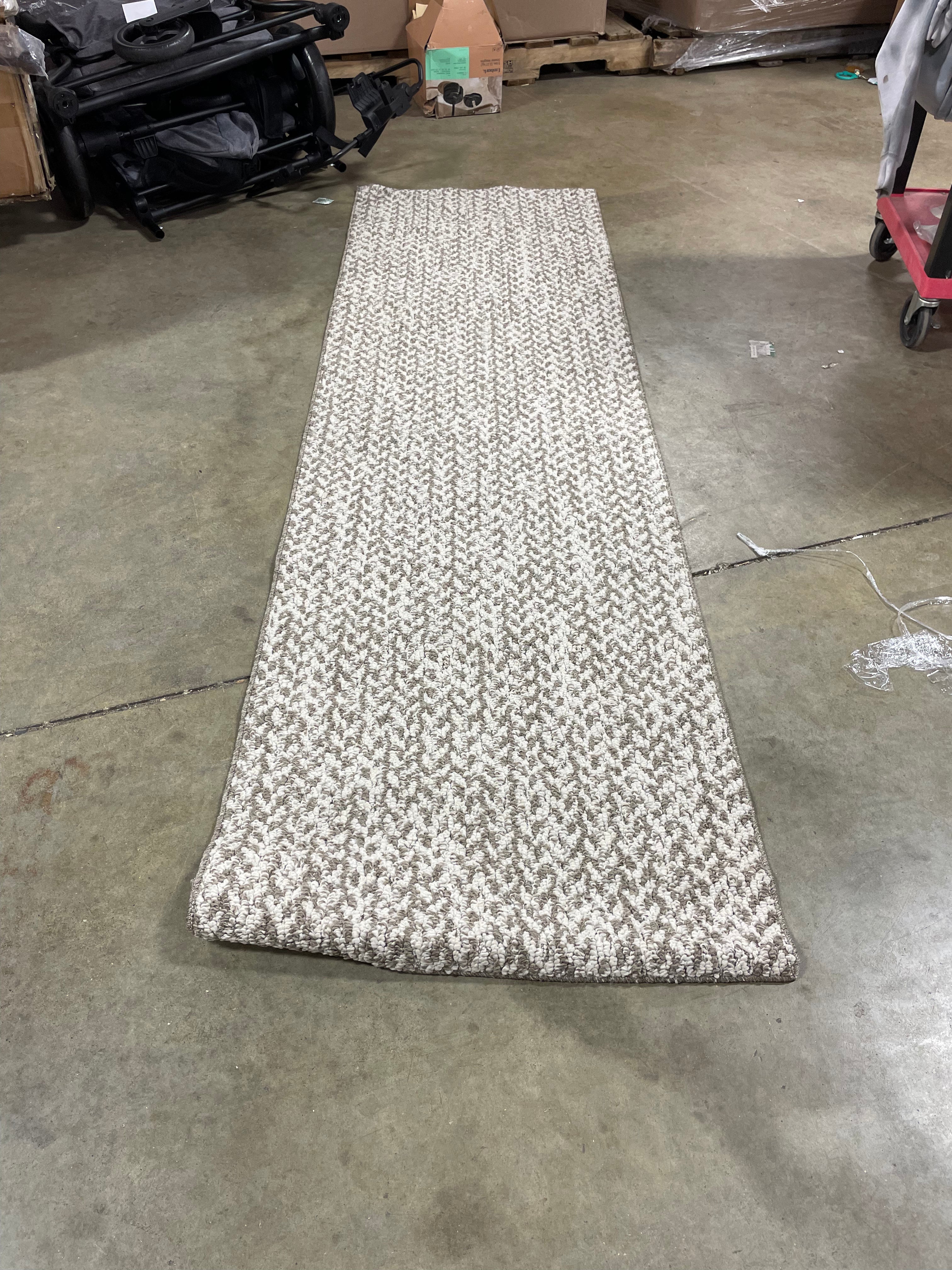 Washable Weave Herringbone Runner Rug Cream