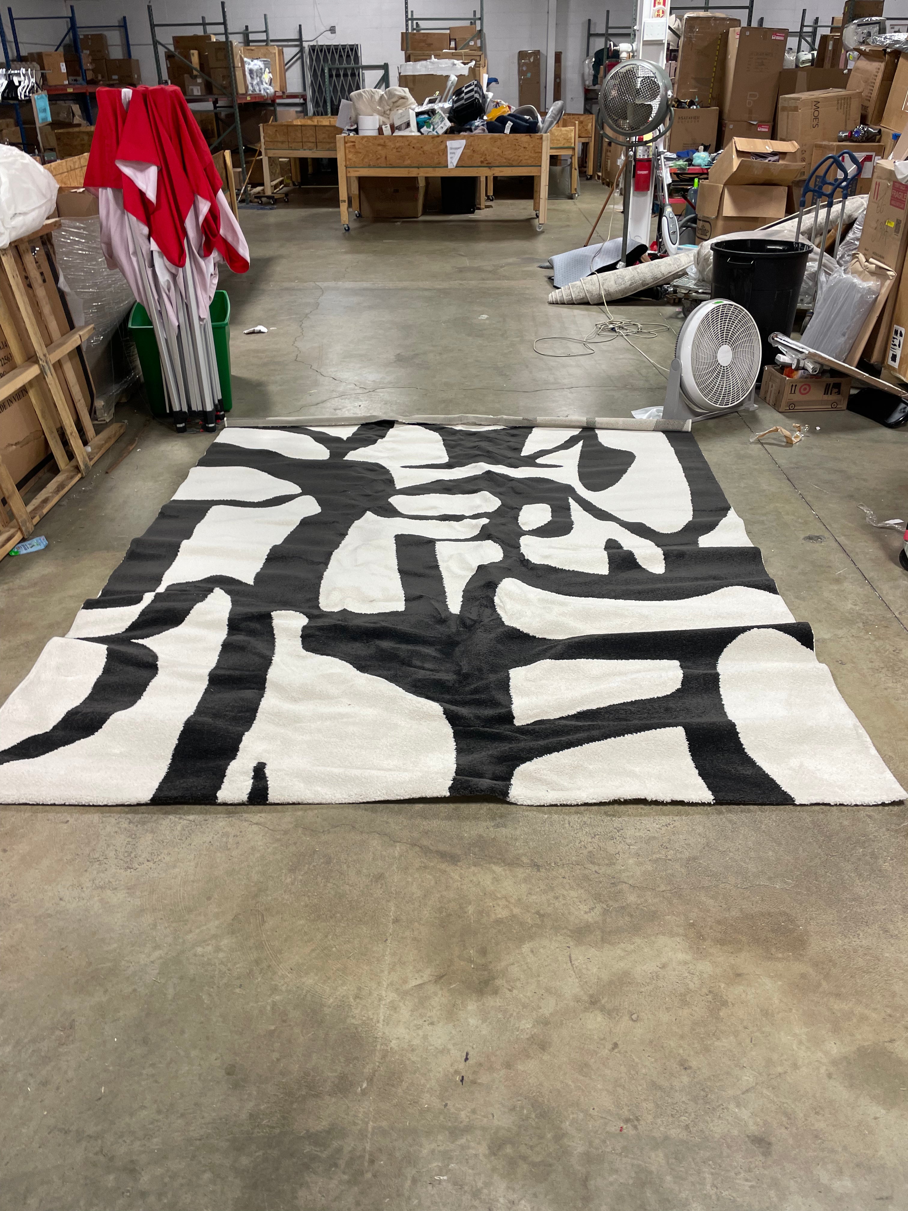 Abstract Inkblot Rug Black/White