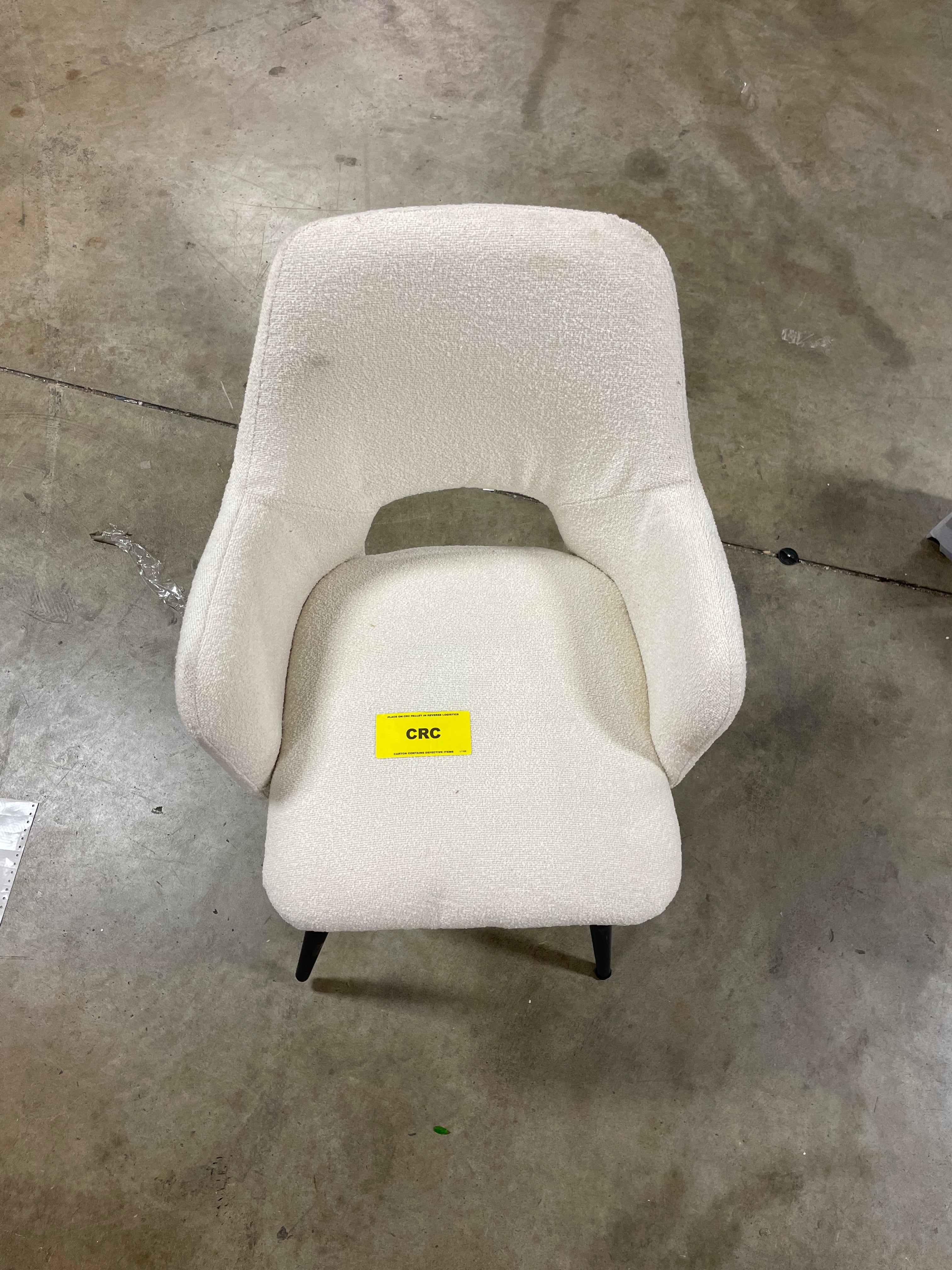 Edwin Arm Dining Chair, Boucle Dining Chairs With Arms with Black Legs