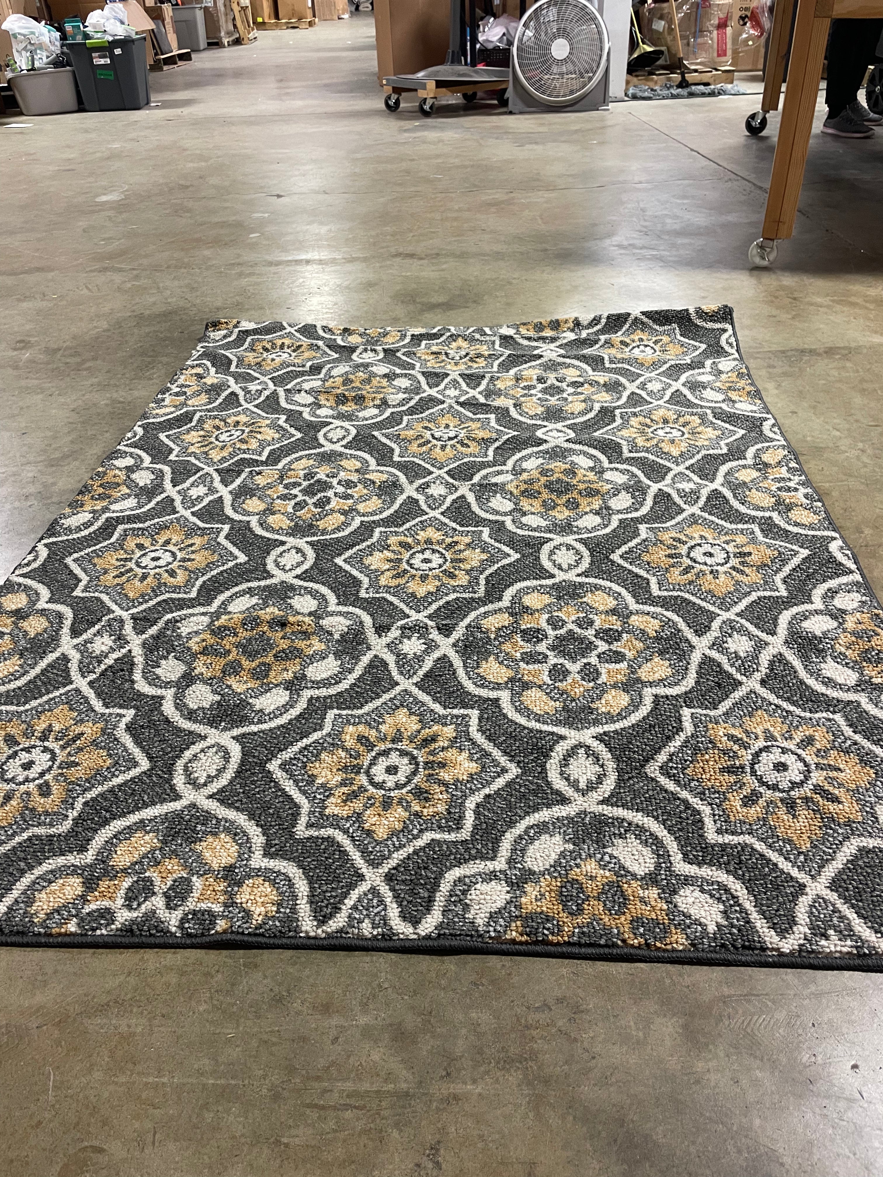 Washable Rowena Rug Charcoal Gray