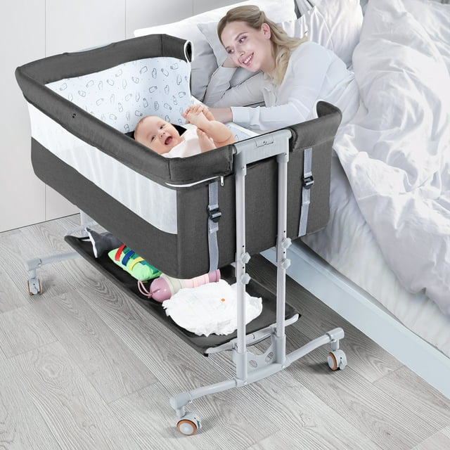 Baby Bassinet Bedside Sleeper Bassinet For 0-6 months Baby Unisex (Dark Gray)