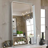 Modern Metal Frame Wall Mounted Bathroom Vanity Mirror - Silver