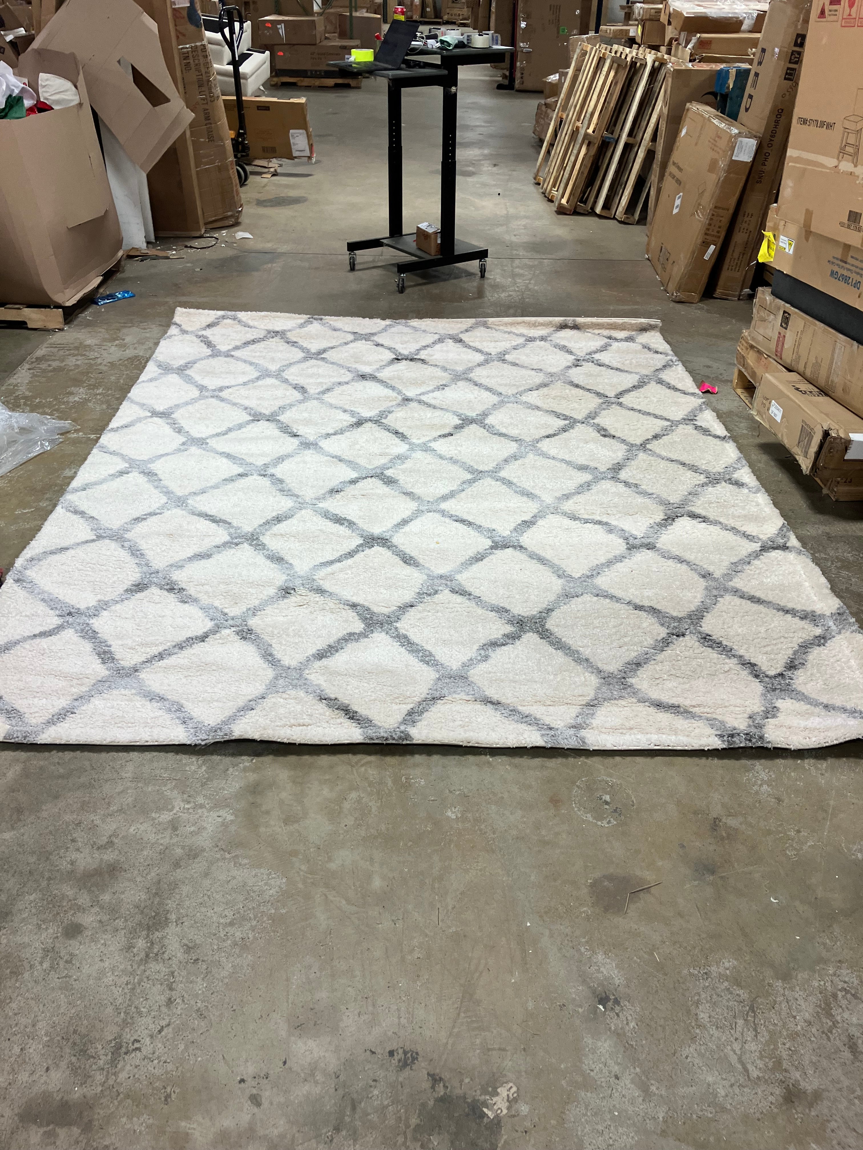 Berber Shag Collection BER215B Ivory / Grey Rug
