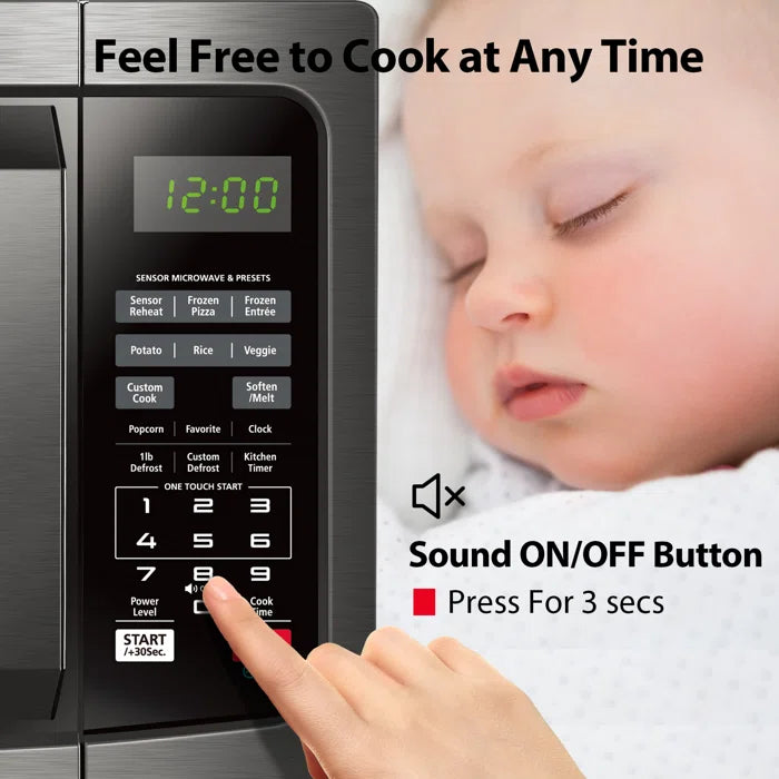 Countertop Microwave, Smart Sensor, 12 Auto Menus, Mute Function, Black