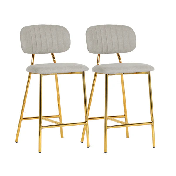 Ariana Grey Counter Stool with Gold Legs - Set of 2