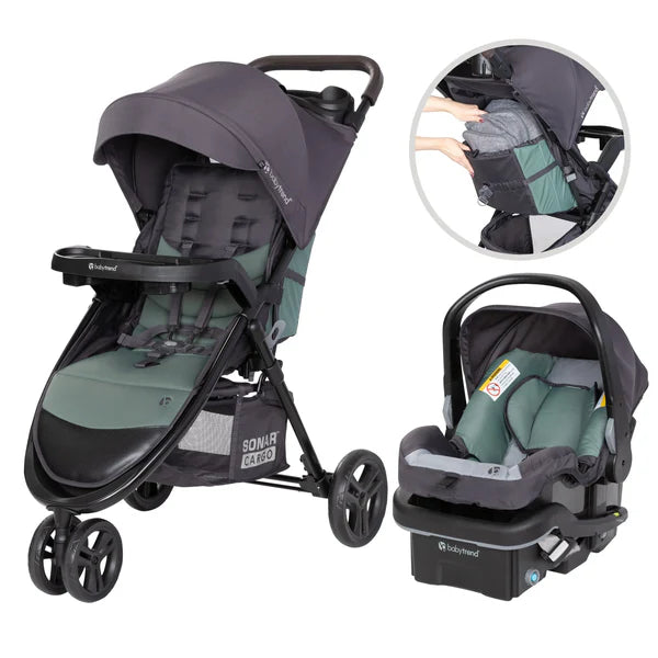 Cargo 3-Wheel Stroller Travel System with PLUS Infant Car Seat in Desert Sage