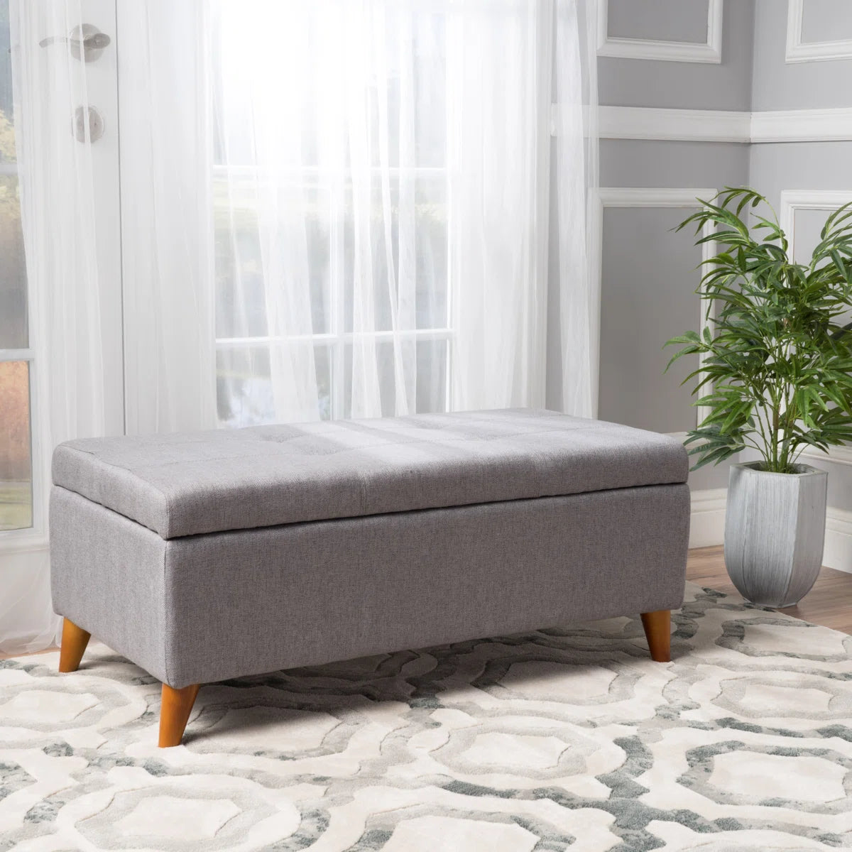 Tallu Upholstered Ottoman - Gray SHOWROOM ITEM