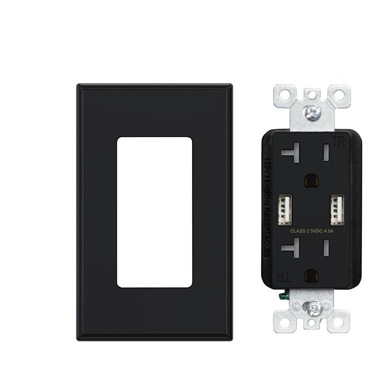 Black Tamper Resistant Outlet with USB Port (Set of 10)