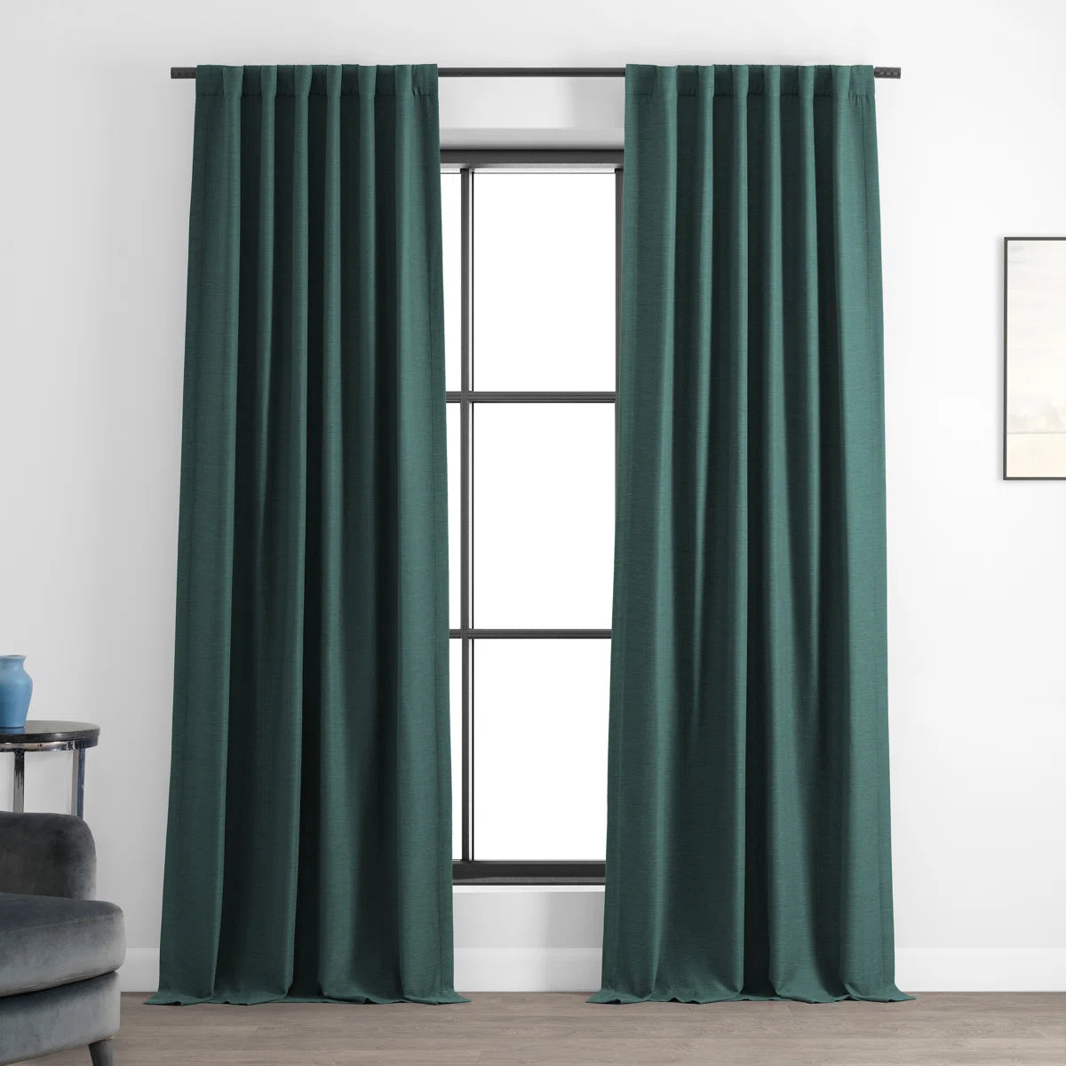 Textured Bellino Solid Rod Pocket Room Darkening Curtains - Single Panel Drapes