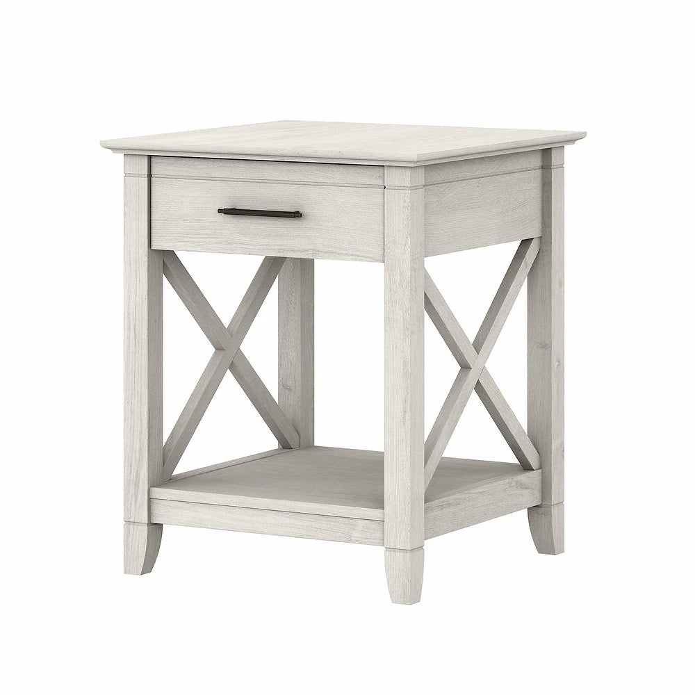 End Table with Storage - Linen White Oak