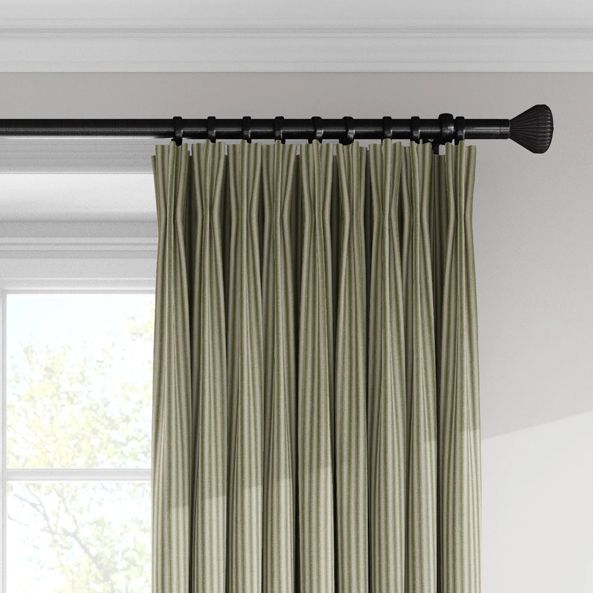 Ticking Stripe 100% Cotton Striped Room Darkening Pinch Pleat Single Curtain Panel